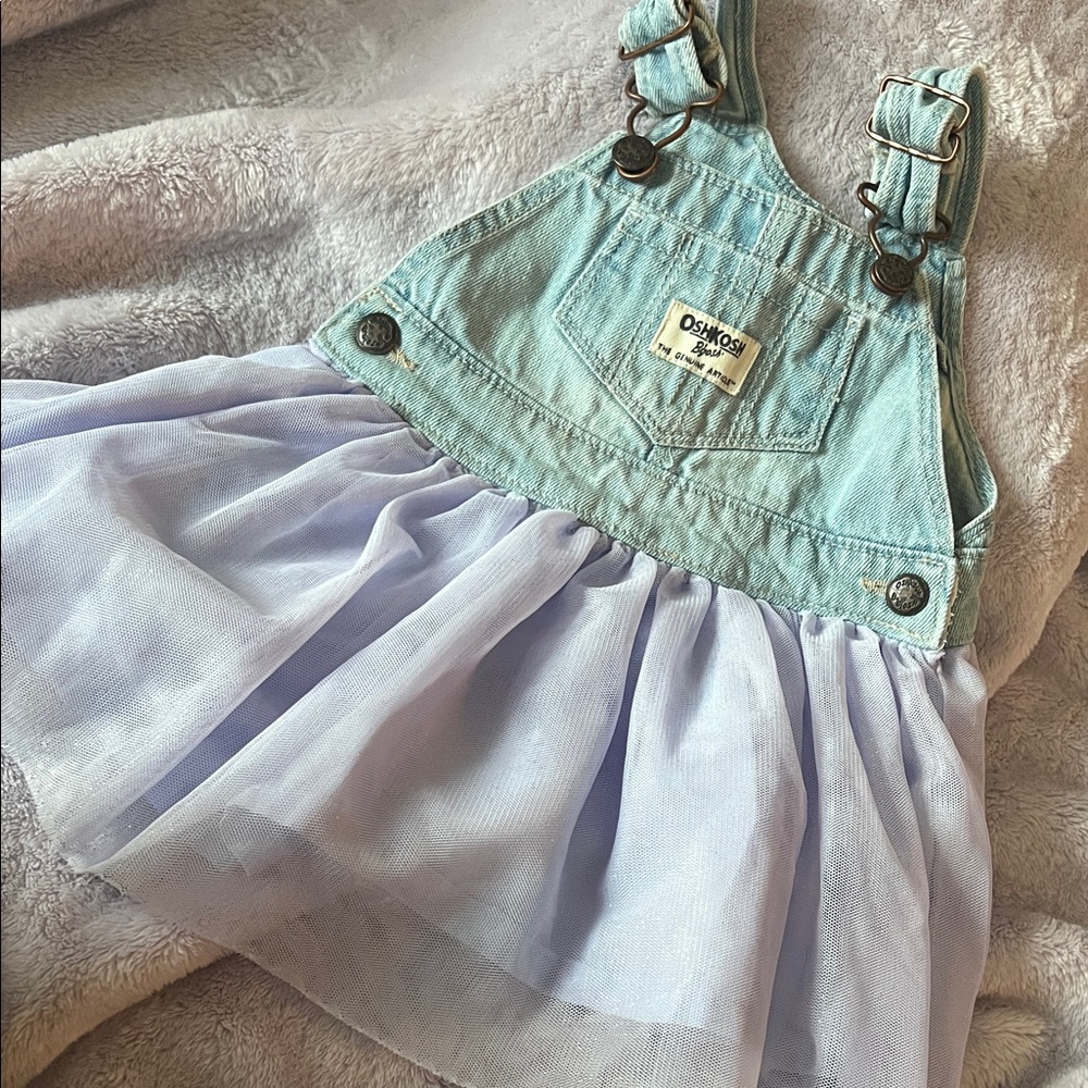 OshKosh B'gosh Light Blue Denim Overall with Lavender Tutu